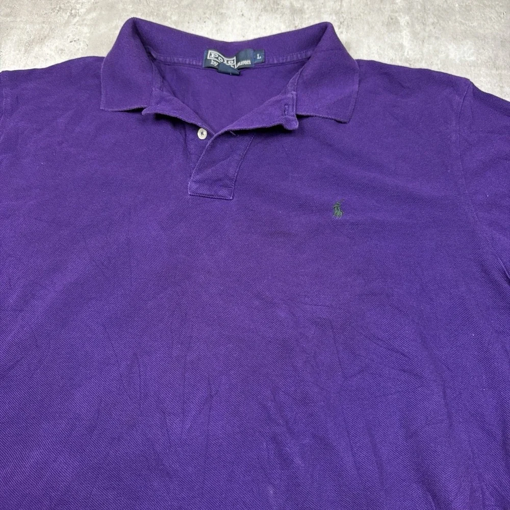 Vintage Polo Ralph Lauren Men's Polo Shirt Short Sleeve Size Large Purple Prep